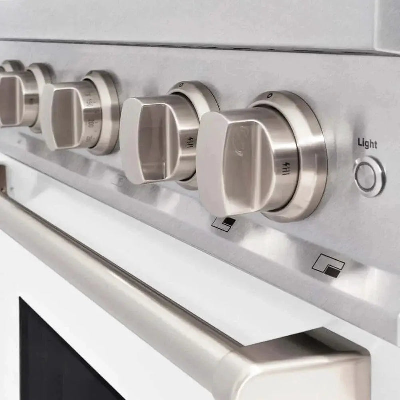 ZLINE 30"Classic Gas Range, Convection Gas Oven, DuraSnow® Stainless Steel, White Matte Door CGRS-WM-30 by Farmhouse Kitchen and Bath