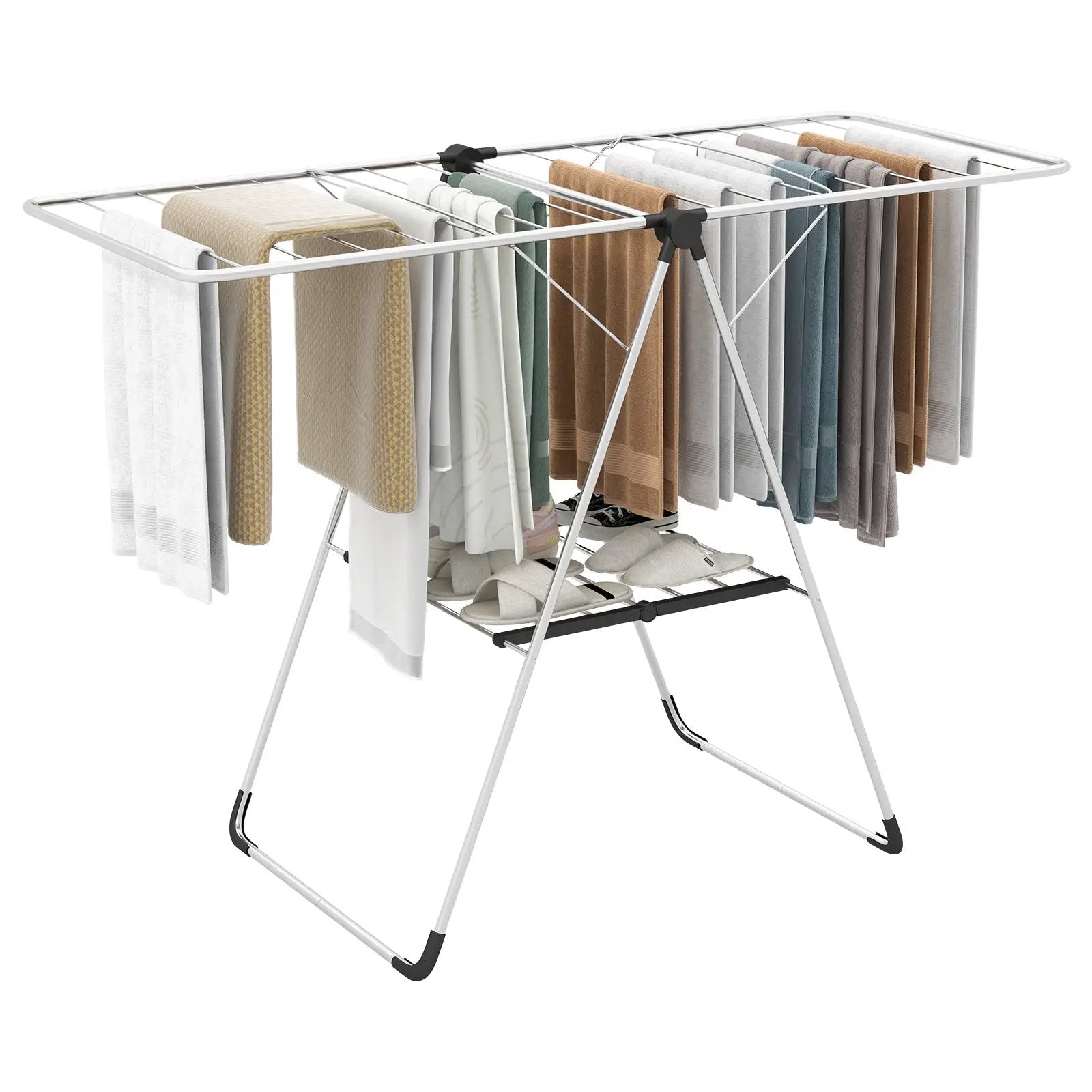 2-Tier Laundry Drying Rack Folding Cloth Rack with Aluminum Frame by DirectDeals