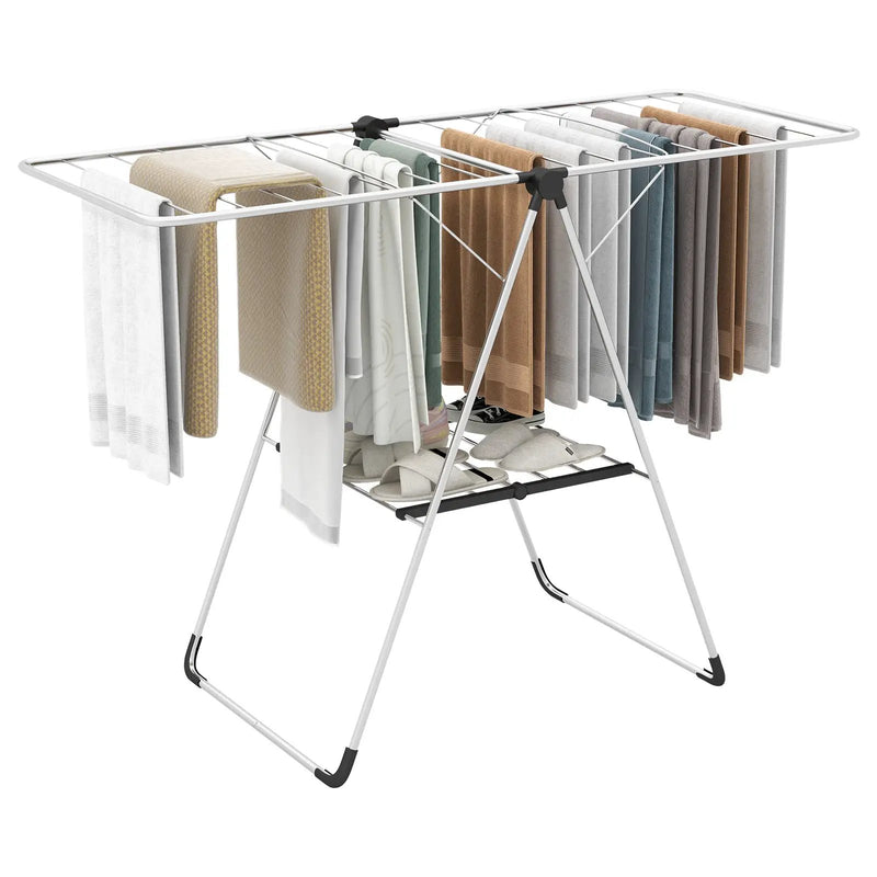 2-Tier Laundry Drying Rack Folding Cloth Rack with Aluminum Frame by DirectDeals