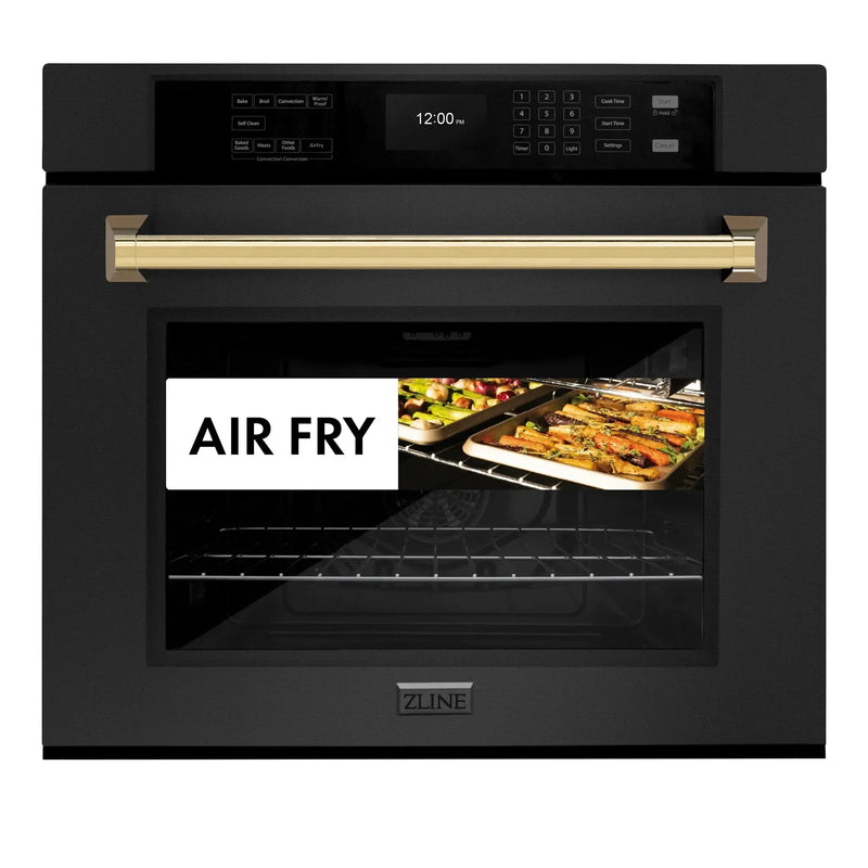 ZLINE 30 "Professional True Convection Single Wall Oven, Air Fry, Self Clean, Black Stainless Steel, Champagne Bronze WASBZ-30-CB by Farmhouse Kitchen and Bath