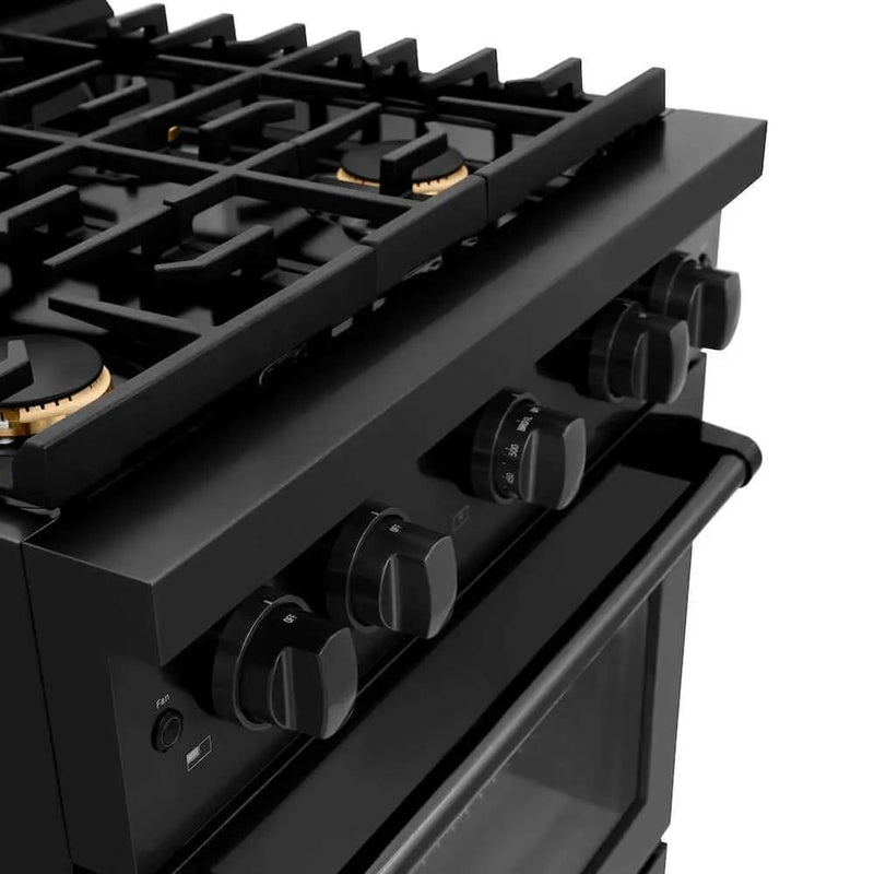 ZLINE 30 in.Gas Range, Convection Gas Oven, Brass Burner, Black Stainless Steel, SGRB-BR-30 by Farmhouse Kitchen and Bath