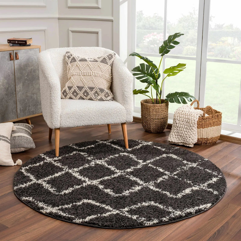 Wallagrass Black Moroccan Shag Rug - Clearance by Boutique Rugs