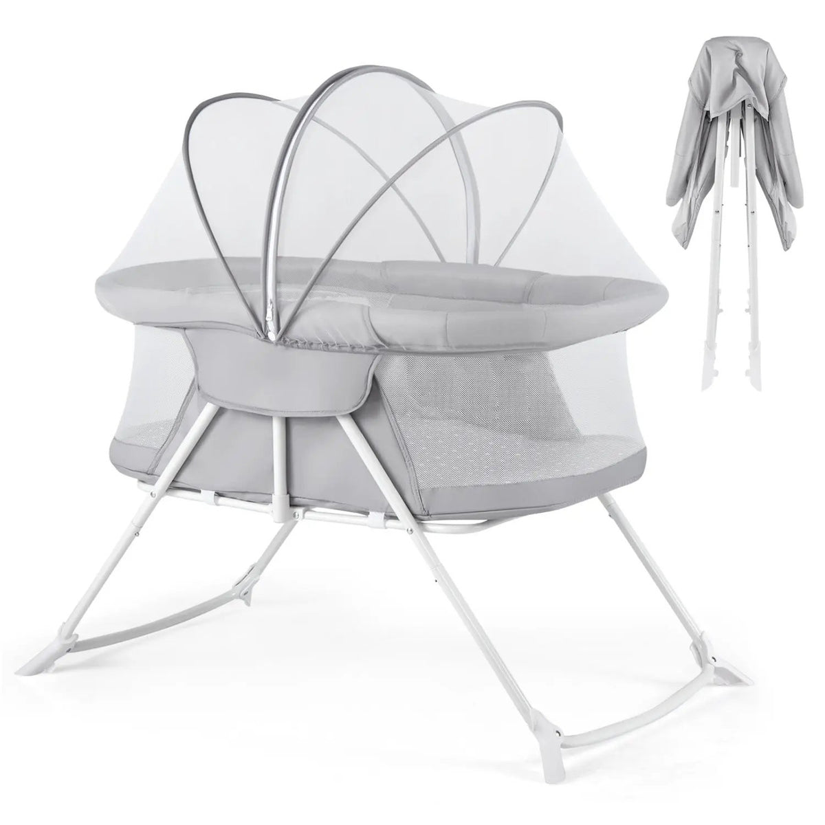 2 in 1 Baby Bassinet with Rocking Motion Foldable Bedside Sleeper with Breathable Mesh, photo 12 of 24