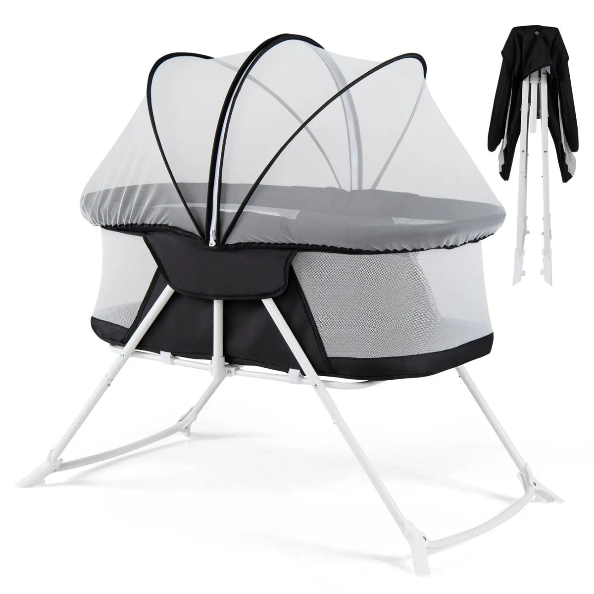 2 in 1 Baby Bassinet with Rocking Motion Foldable Bedside Sleeper with Breathable Mesh, photo 19 of 24