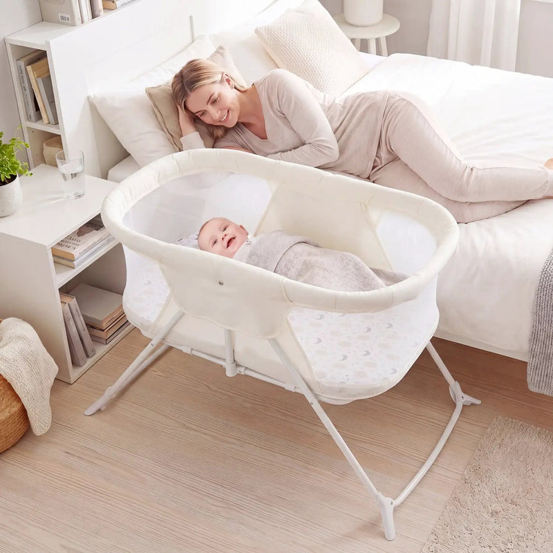 2 in 1 Baby Bassinet with Rocking Motion Foldable Bedside Sleeper with Breathable Mesh by DirectDeals