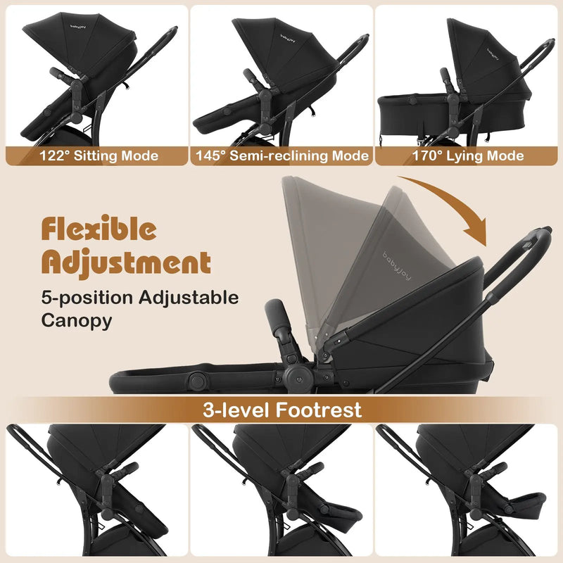 2-in-1 Baby Stroller with Bassinet Mode and Reversible Seat by DirectDeals