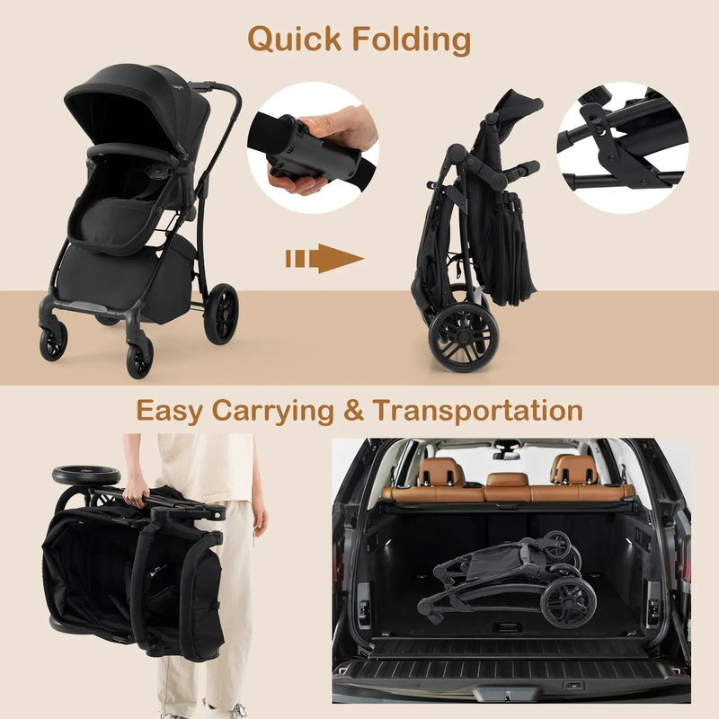 2-in-1 Baby Stroller with Bassinet Mode and Reversible Seat by DirectDeals