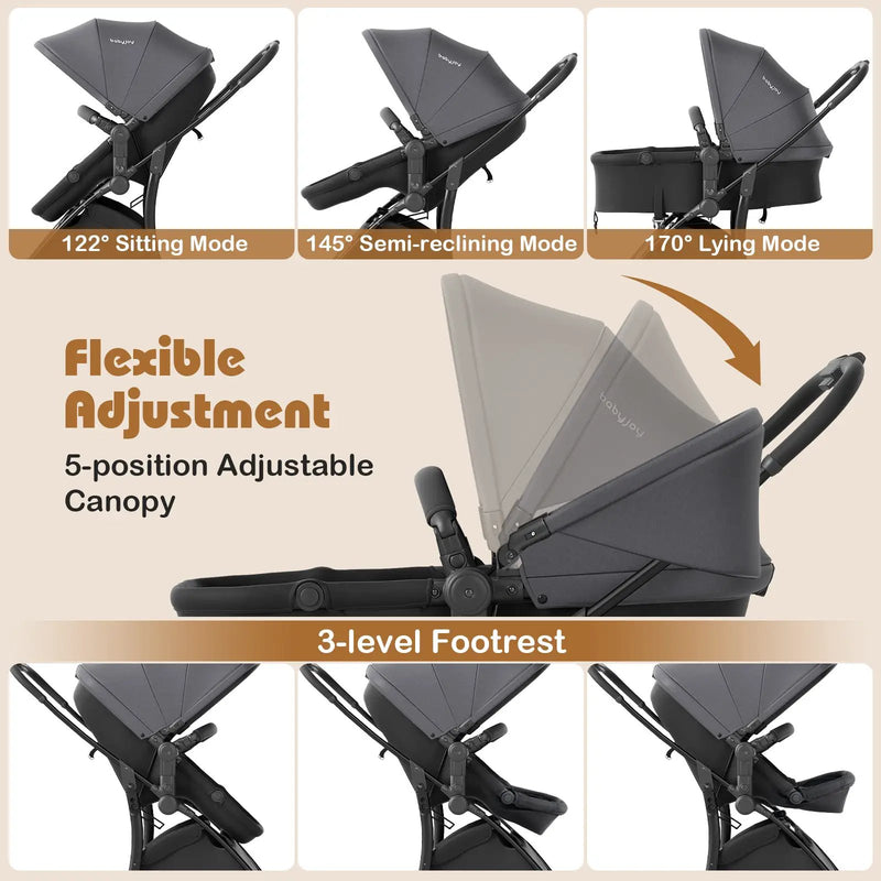 2-in-1 Baby Stroller with Bassinet Mode and Reversible Seat by DirectDeals