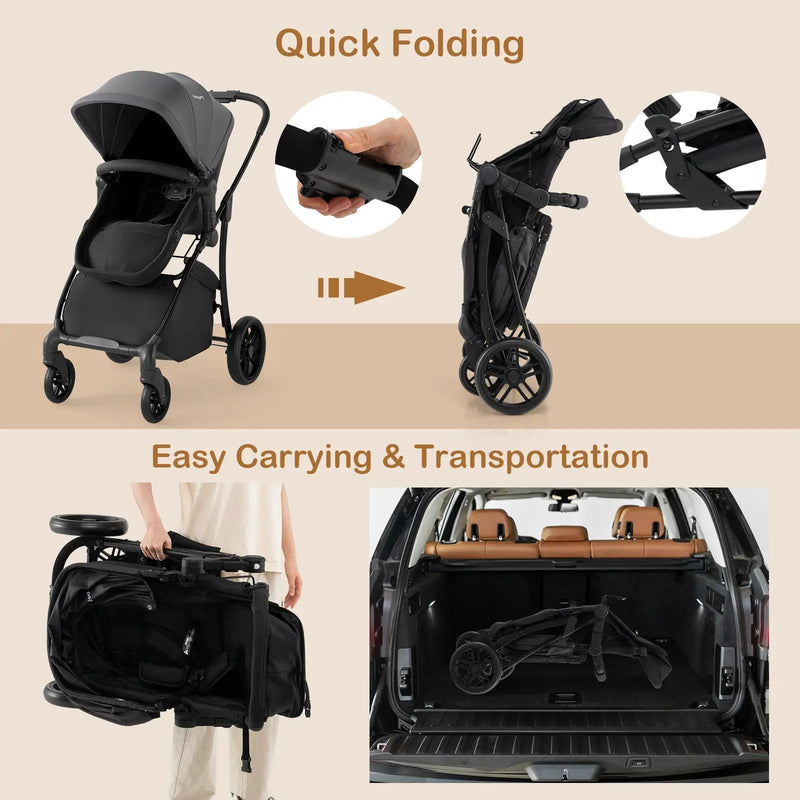 2-in-1 Baby Stroller with Bassinet Mode and Reversible Seat by DirectDeals