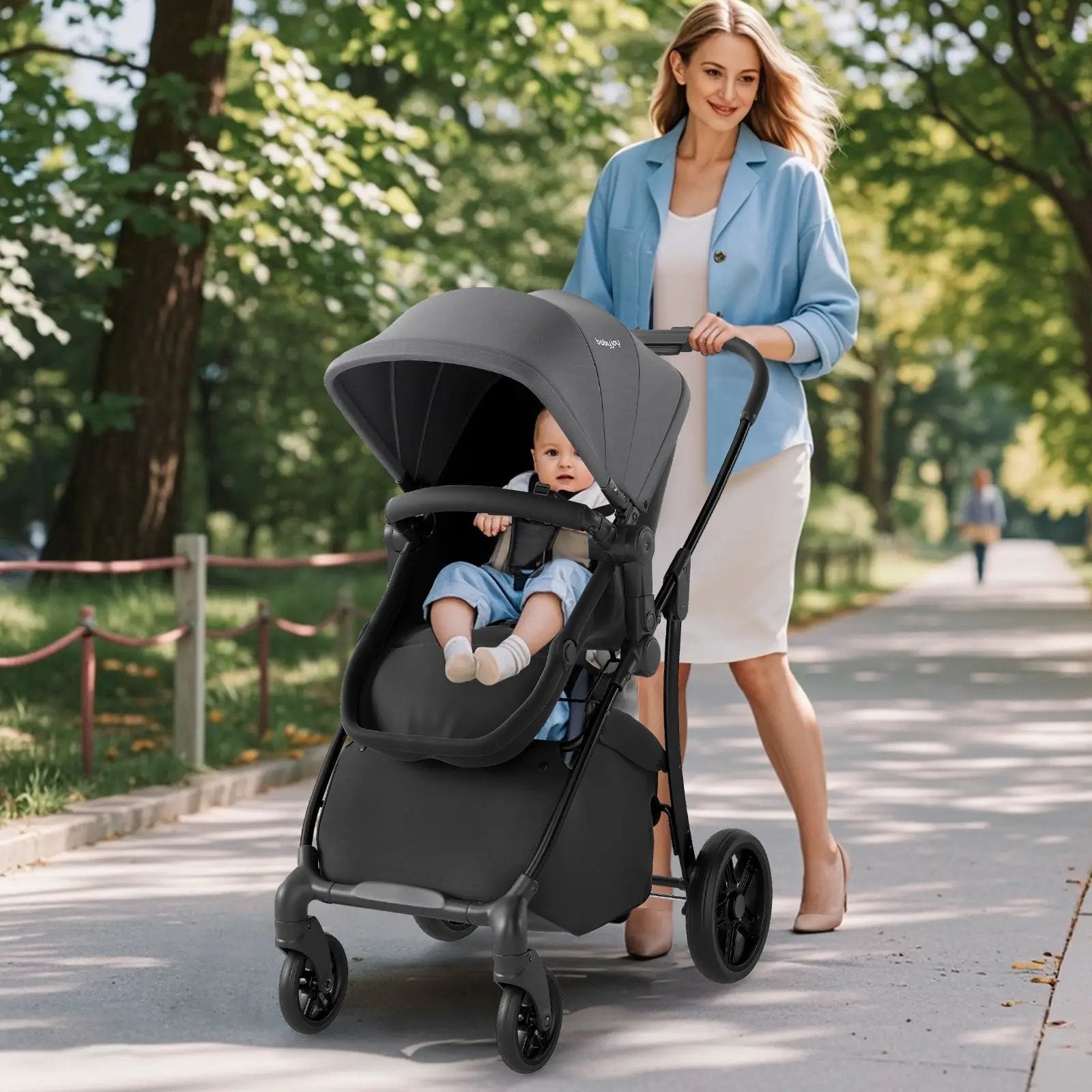 2-in-1 Baby Stroller with Bassinet Mode and Reversible Seat by DirectDeals