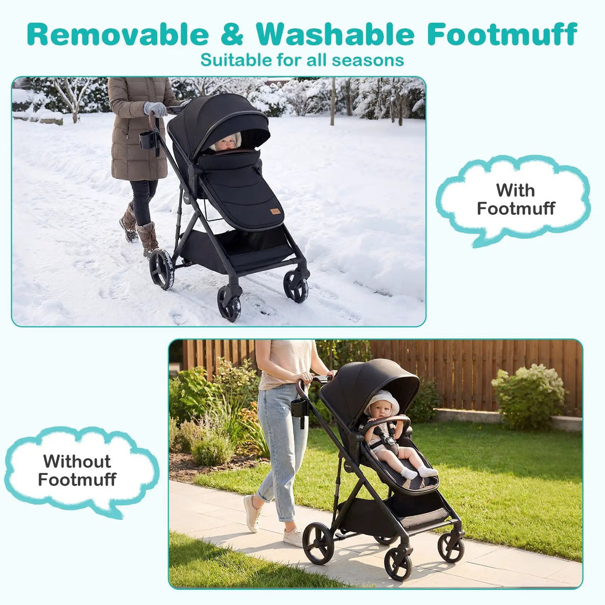 2 in 1 Baby Stroller with Bassinet Mode High Landscape with Reversible Seat and Canopy, photo 4 of 16