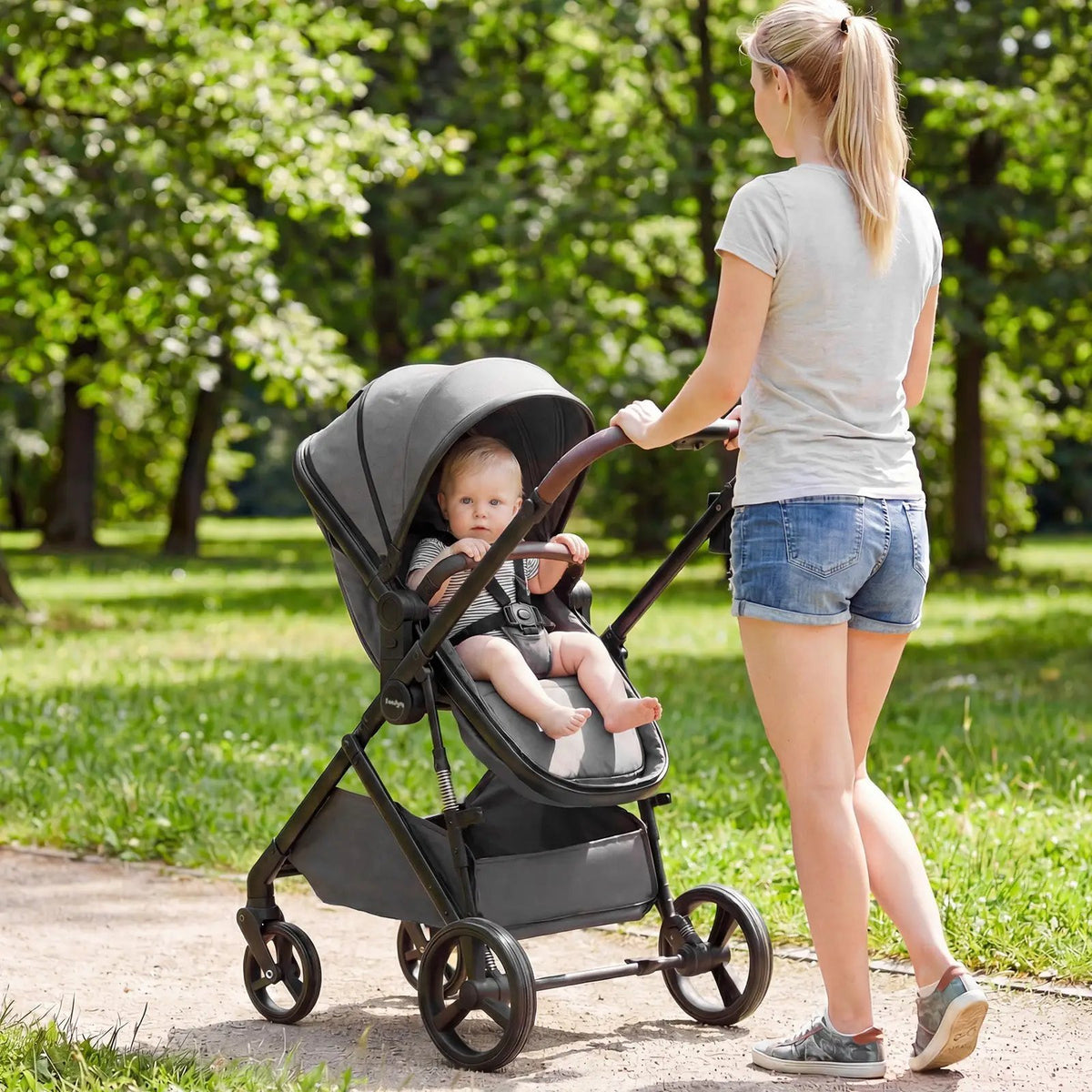 2 in 1 Baby Stroller with Bassinet Mode High Landscape with Reversible Seat and Canopy, photo 15 of 16