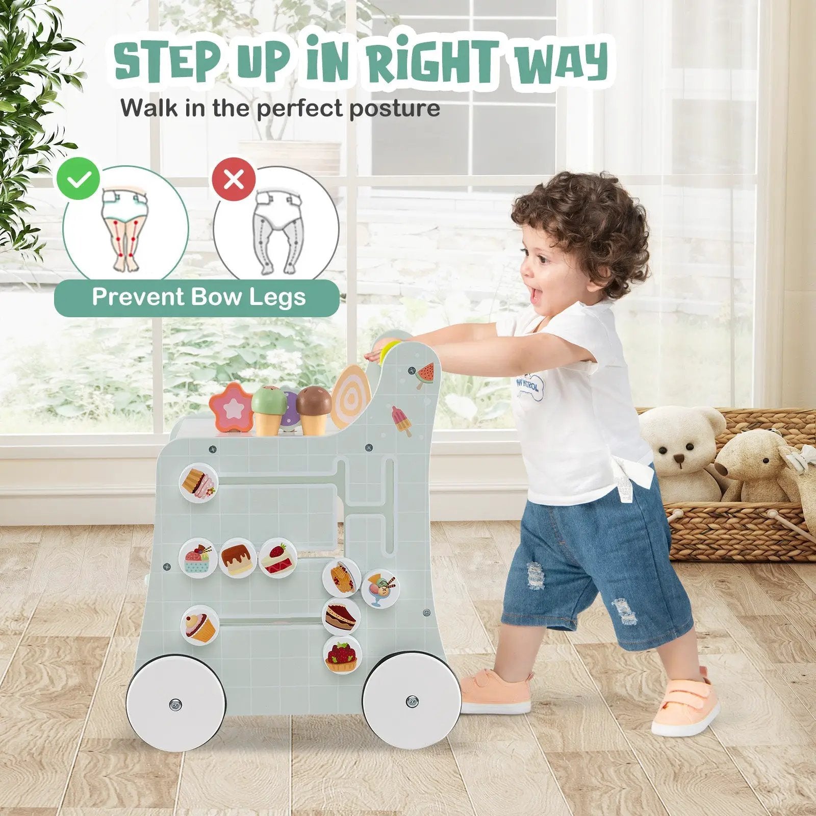 2-in-1 Baby Walker with Storage and Ice Creams for 1+ Years Old by DirectDeals
