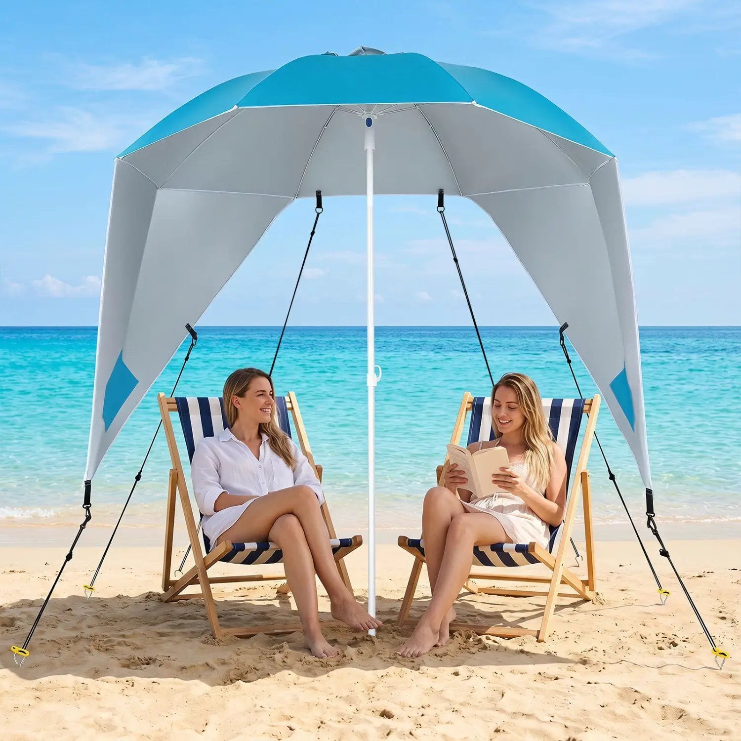 Beach Shelter Umbrella with Side Panels UPF 50+ 6.5 ft by DirectDeals