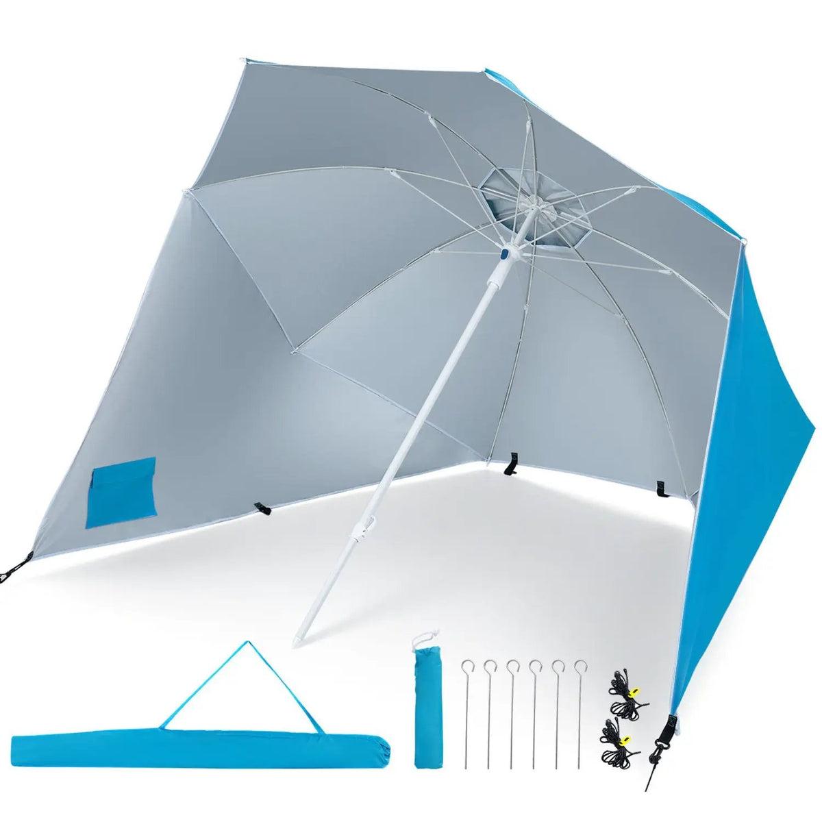 Beach Shelter Umbrella with Side Panels UPF 50+ 6.5 ft, photo 3 of 16