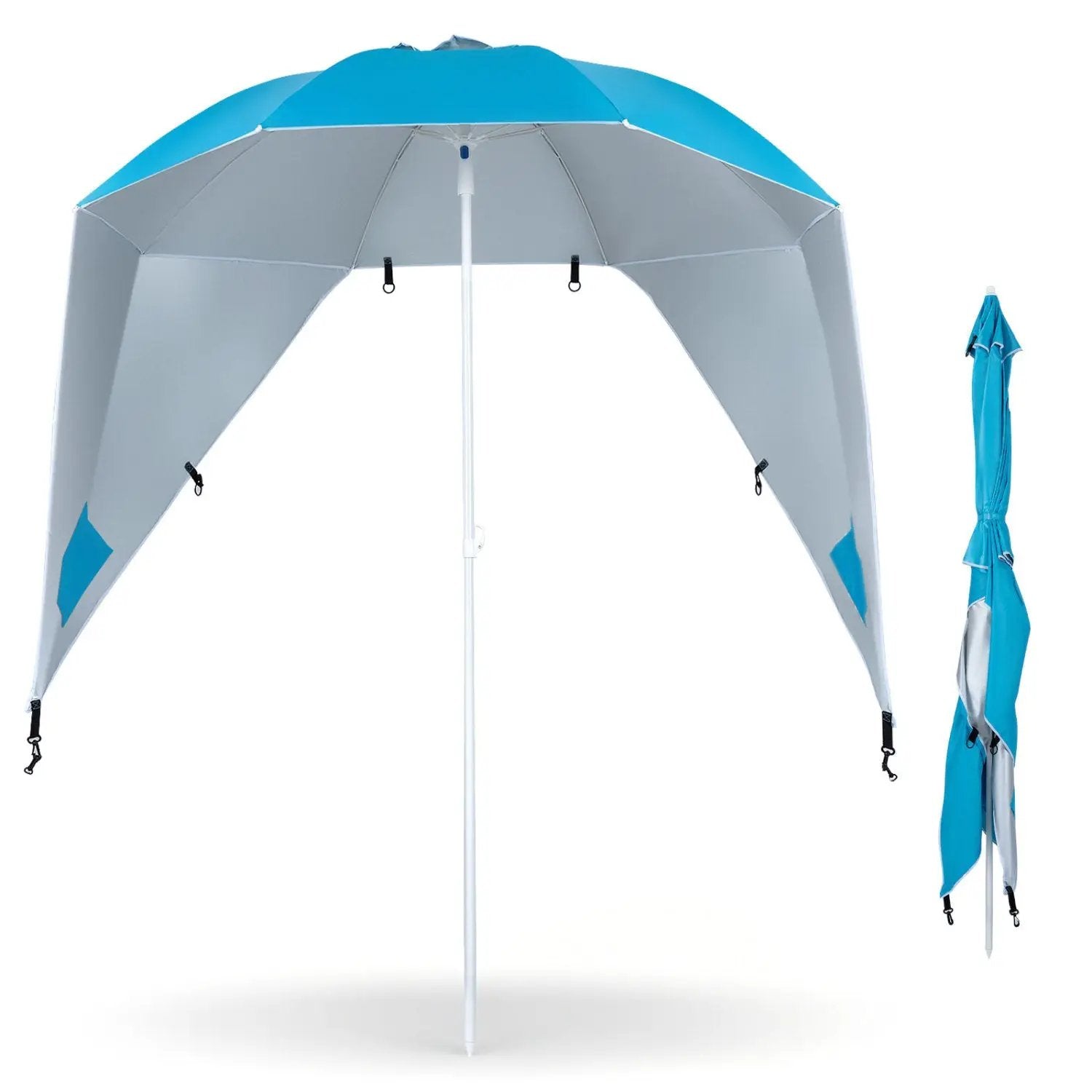 Beach Shelter Umbrella with Side Panels UPF 50+ 6.5 ft by DirectDeals