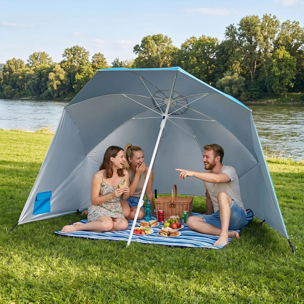 Beach Shelter Umbrella with Side Panels UPF 50+ 6.5 ft, photo 6 of 16