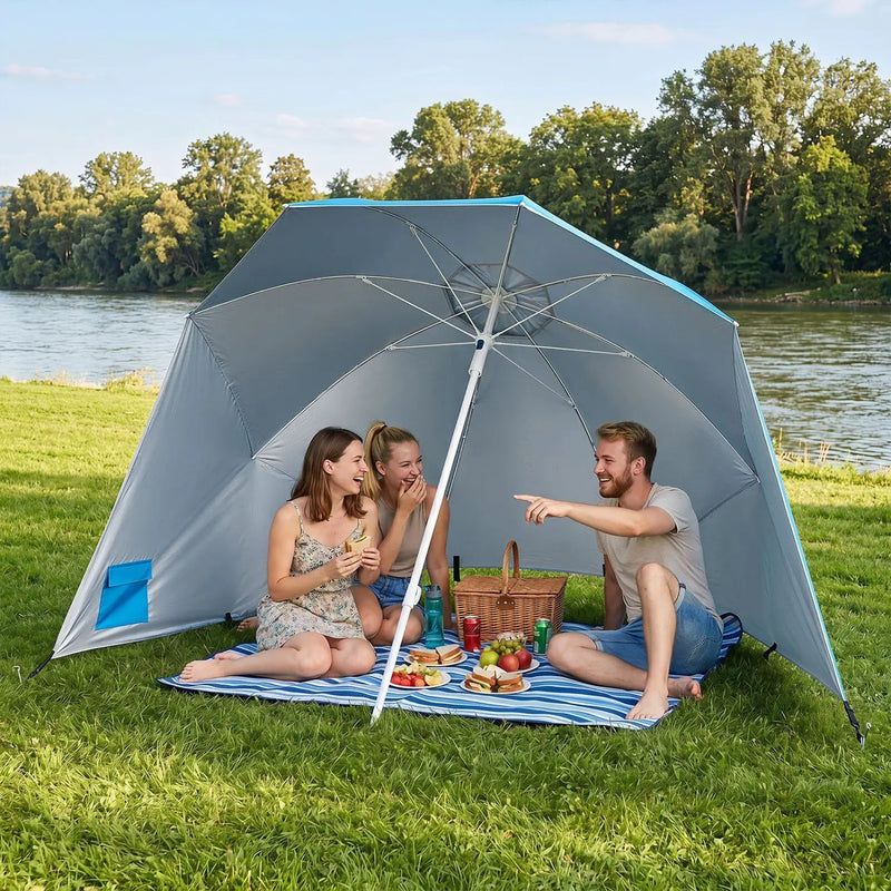 Beach Shelter Umbrella with Side Panels UPF 50+ 6.5 ft by DirectDeals
