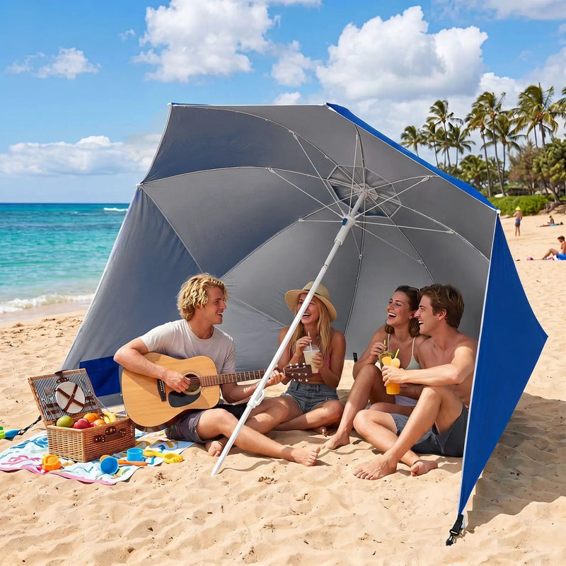 Beach Shelter Umbrella with Side Panels UPF 50+ 6.5 ft by DirectDeals