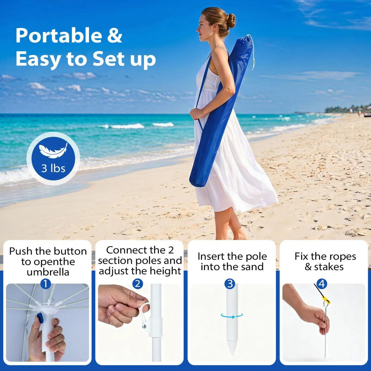 Beach Shelter Umbrella with Side Panels UPF 50+ 6.5 ft, photo 16 of 16