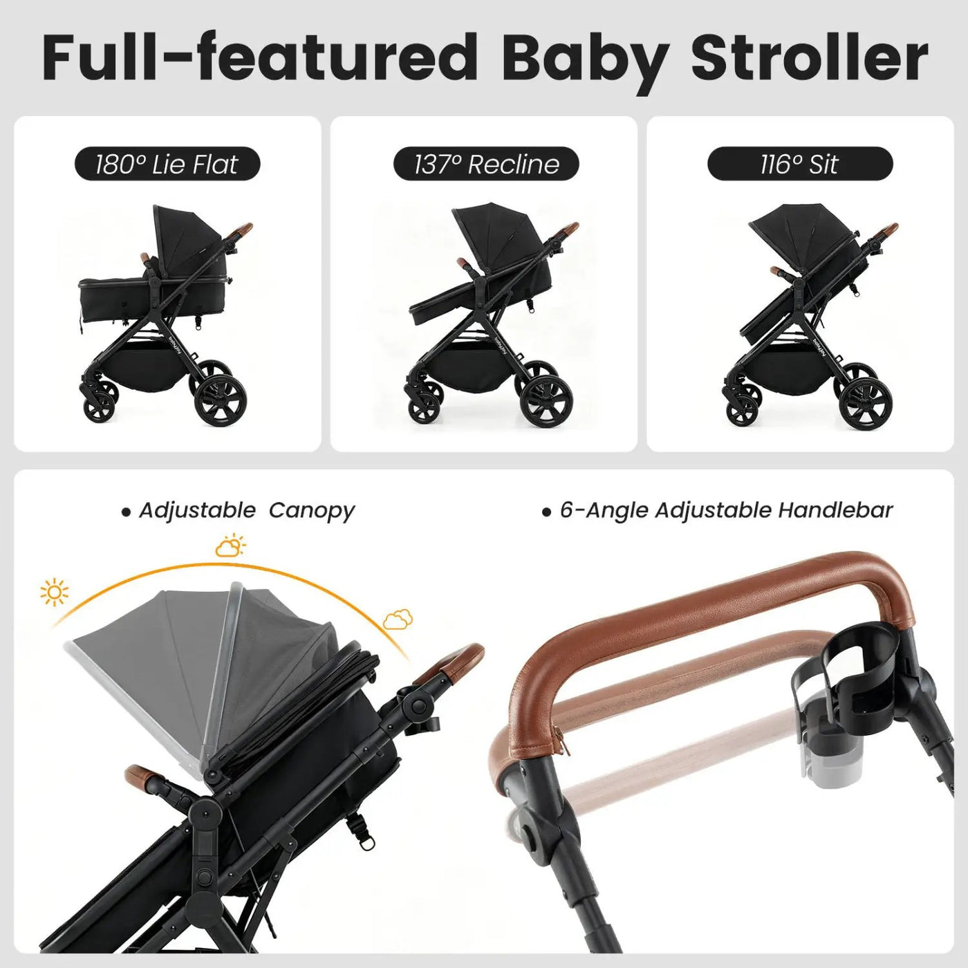 2-in-1 Convertible Baby Stroller with Car Seat Adapters by DirectDeals