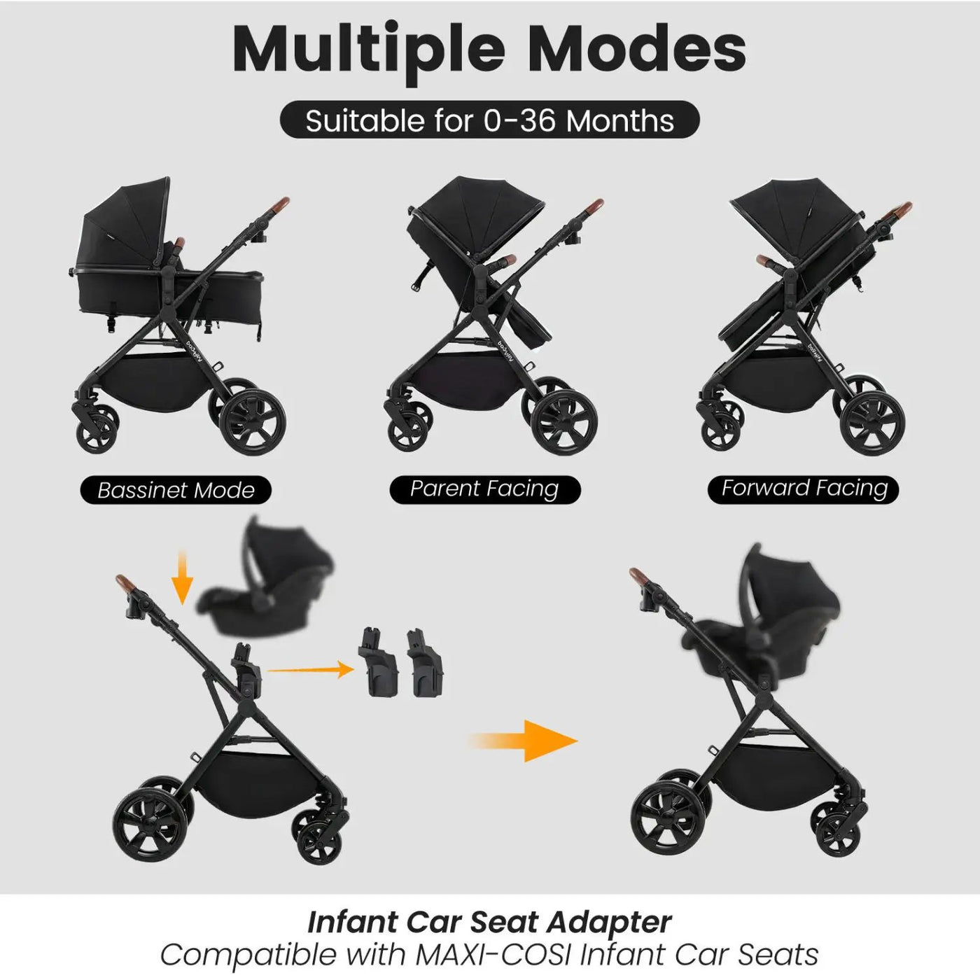 2-in-1 Convertible Baby Stroller with Car Seat Adapters by DirectDeals
