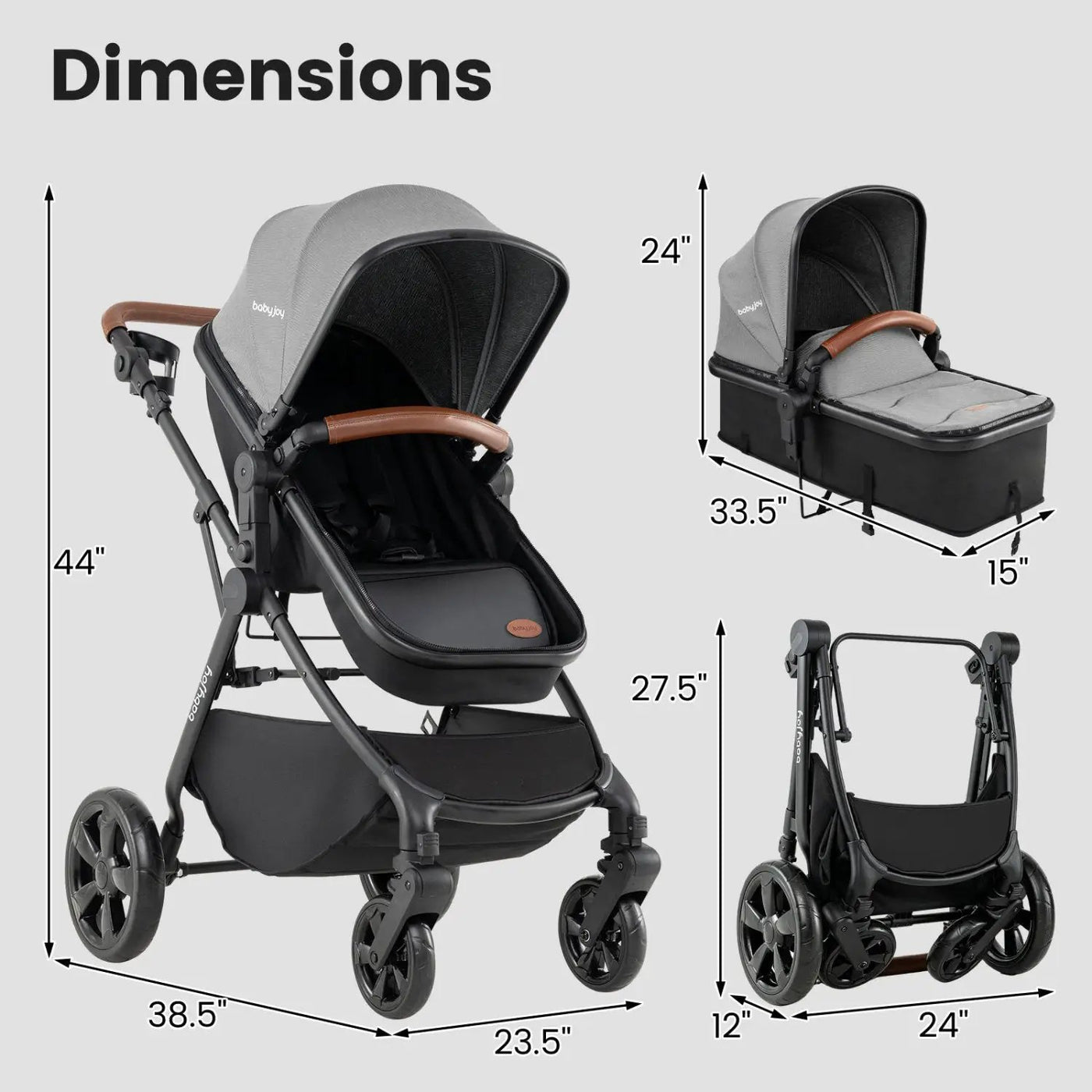 2-in-1 Convertible Baby Stroller with Car Seat Adapters by DirectDeals