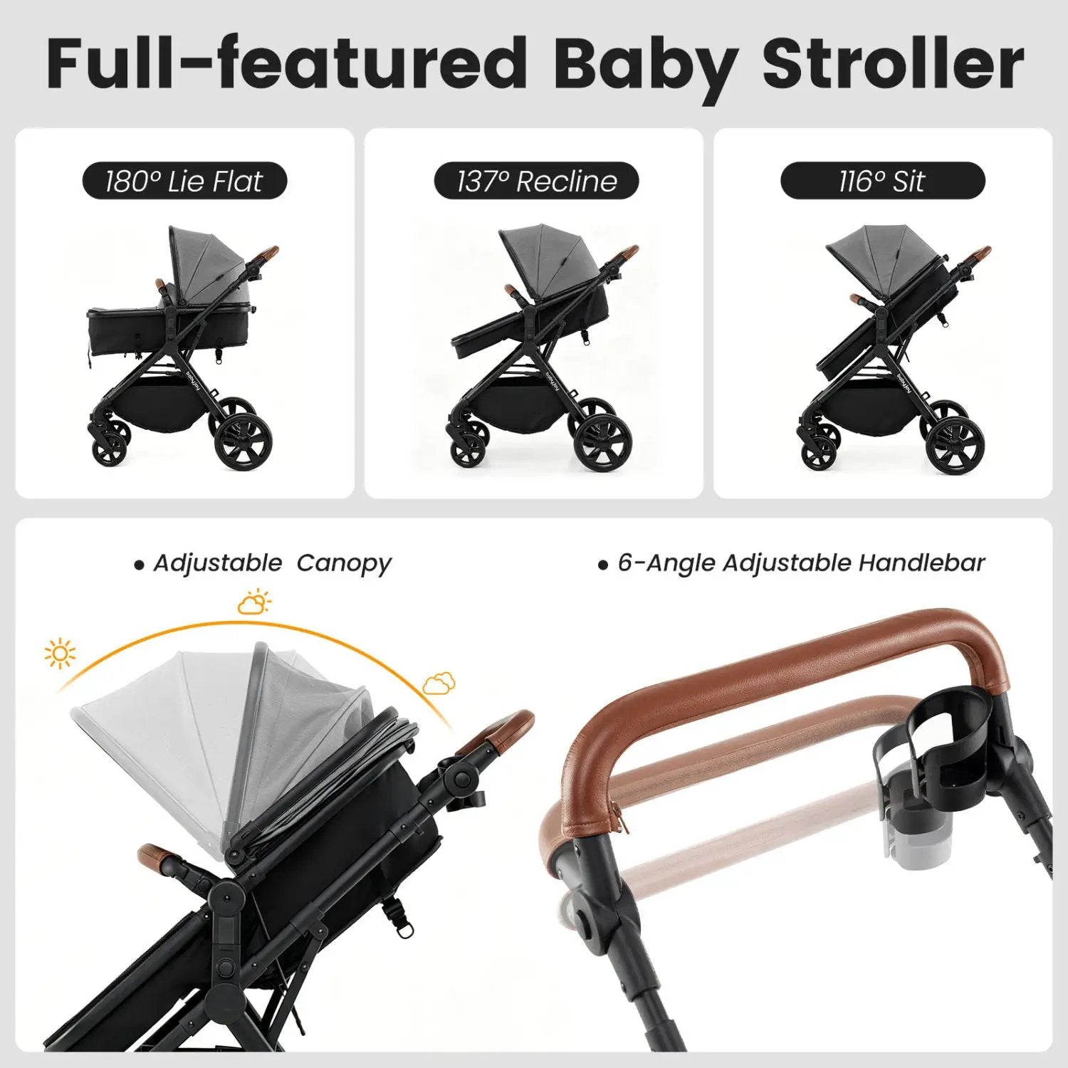 2-in-1 Convertible Baby Stroller with Car Seat Adapters by DirectDeals