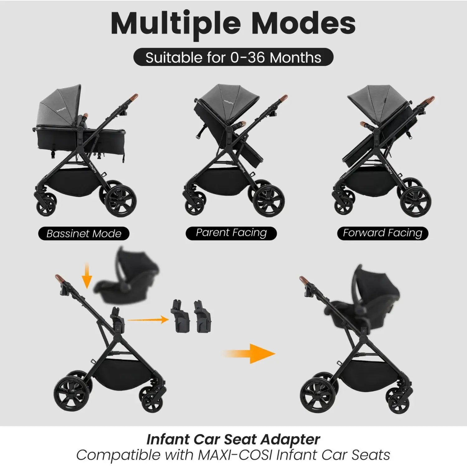 2-in-1 Convertible Baby Stroller with Car Seat Adapters by DirectDeals
