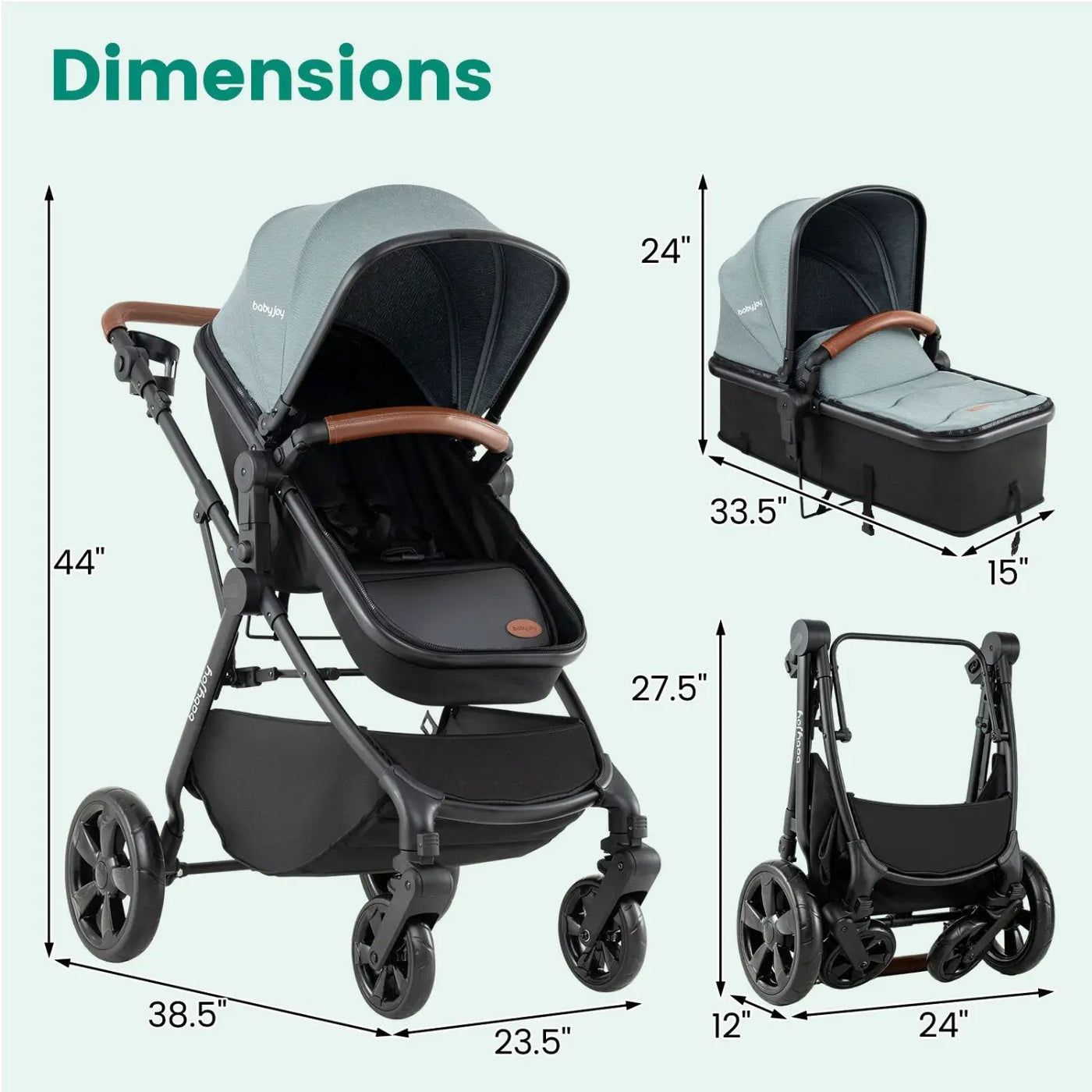 2-in-1 Convertible Baby Stroller with Car Seat Adapters by DirectDeals