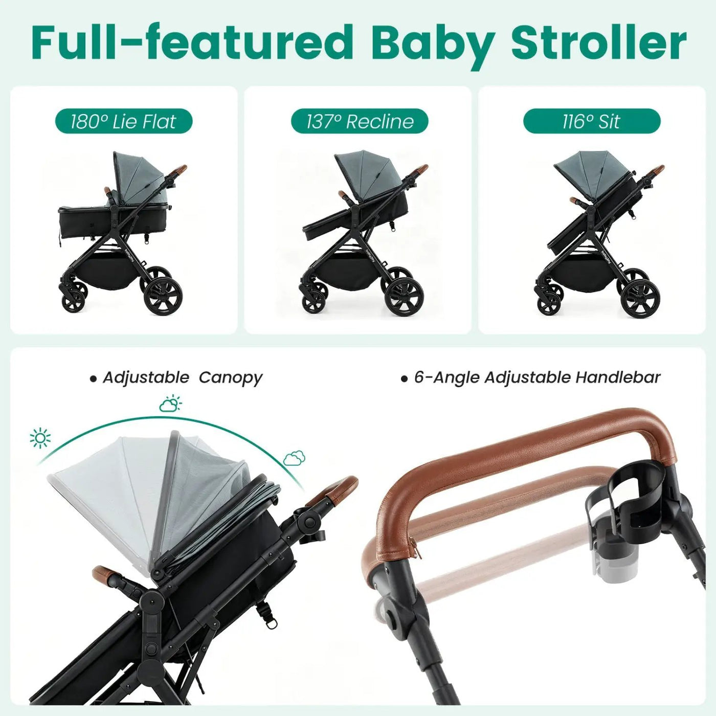 2-in-1 Convertible Baby Stroller with Car Seat Adapters by DirectDeals
