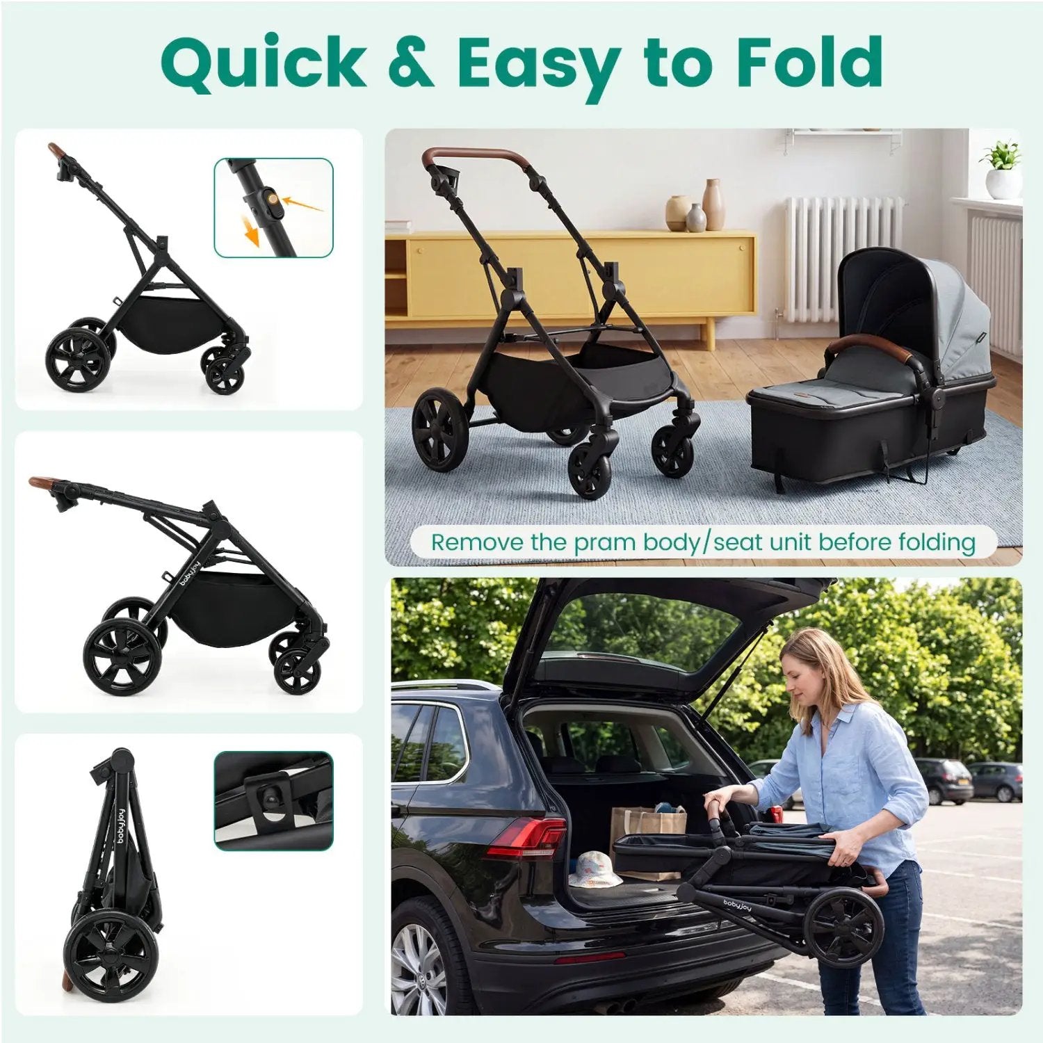 2-in-1 Convertible Baby Stroller with Car Seat Adapters by DirectDeals