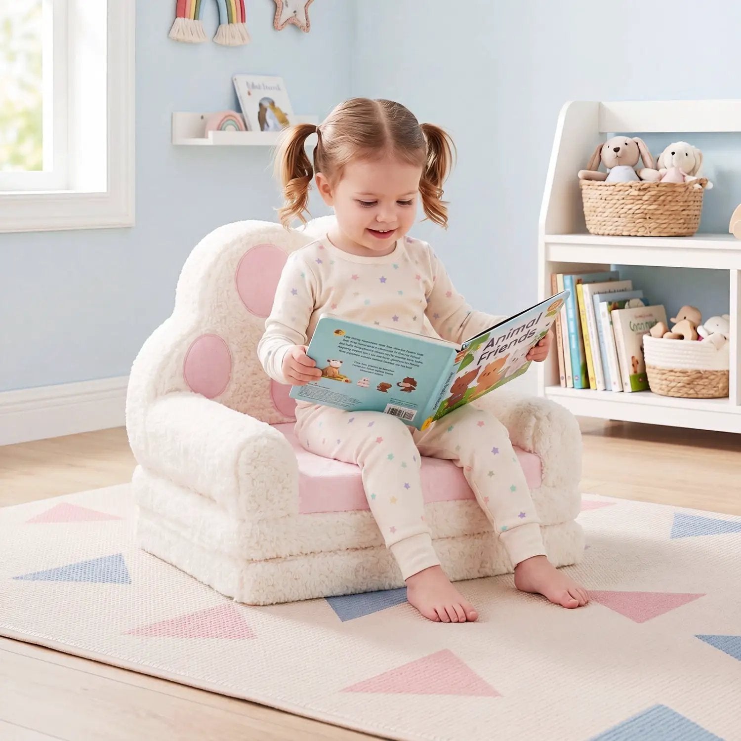 2-in-1 Convertible Kids Sofa to Lounger with Removable Cover by DirectDeals