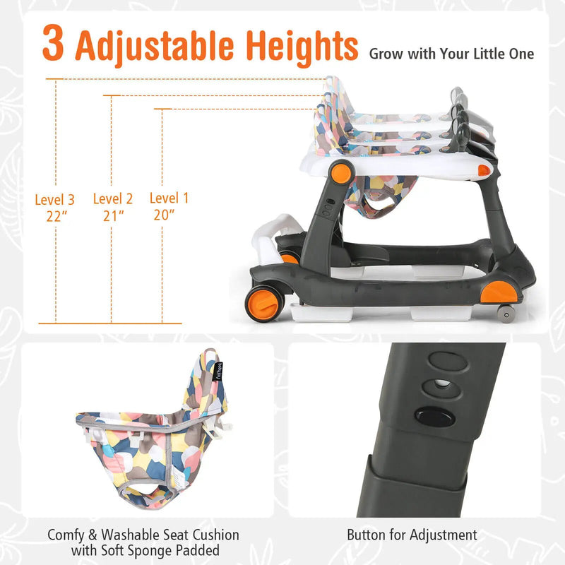 2-in-1 Foldable Activity Push Walker with Adjustable Height by DirectDeals