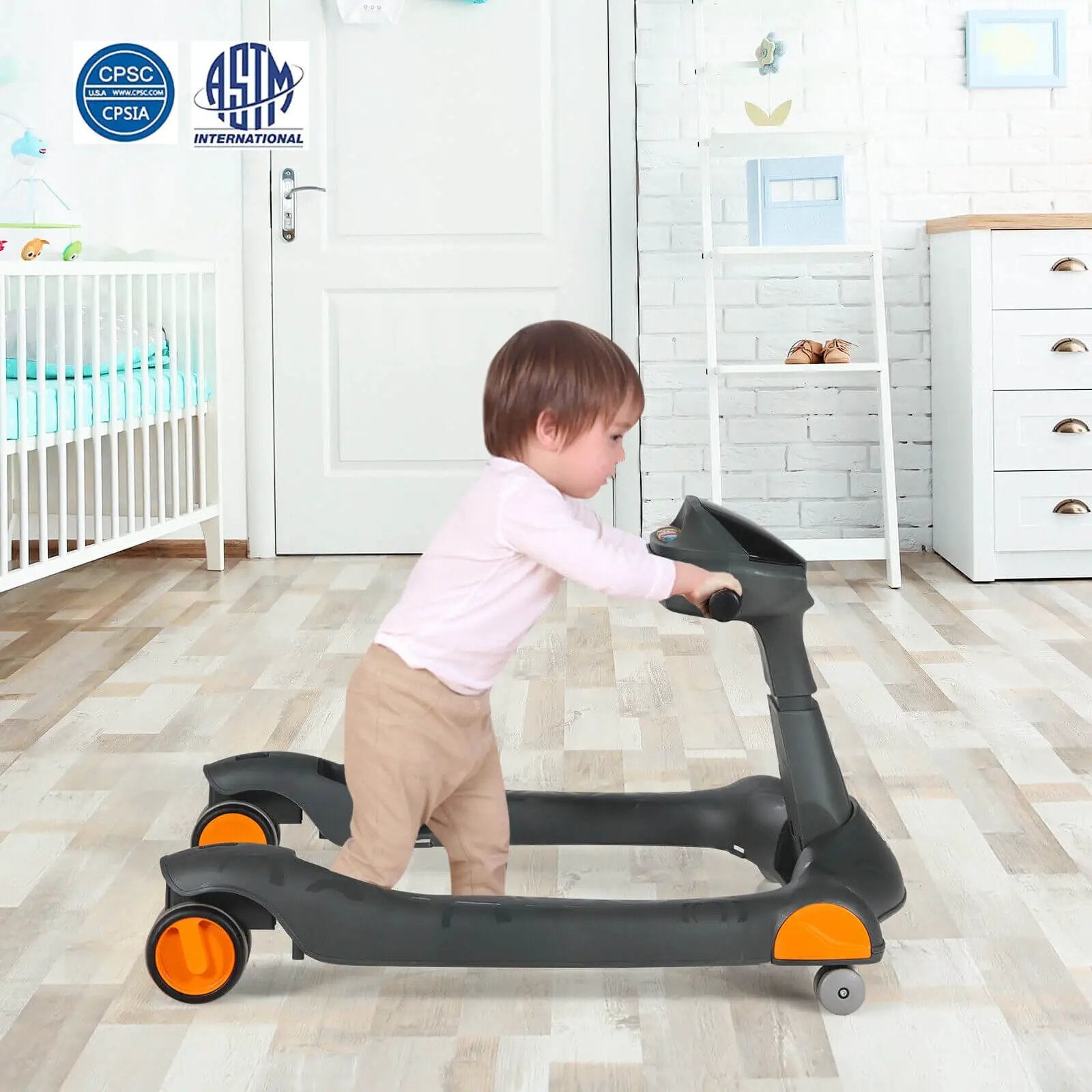 2-in-1 Foldable Activity Push Walker with Adjustable Height by DirectDeals