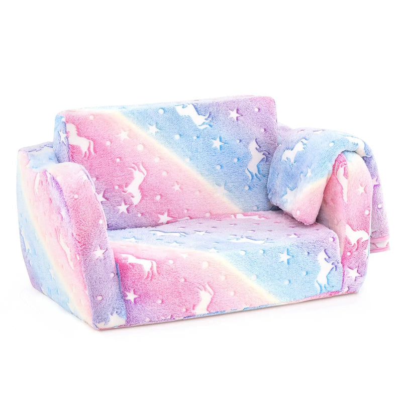 2-in-1 Folding Kids Couch with Blanket Glow in the Dark by DirectDeals