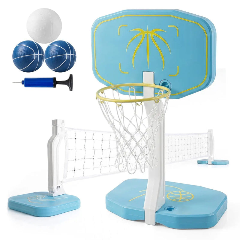 Pool Basketball Hoop and Volleyball Net 2-in-1 Combo Set by DirectDeals