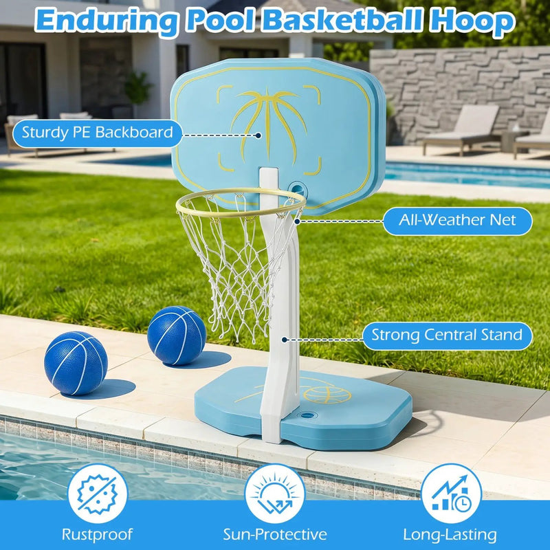 Pool Basketball Hoop and Volleyball Net 2-in-1 Combo Set by DirectDeals
