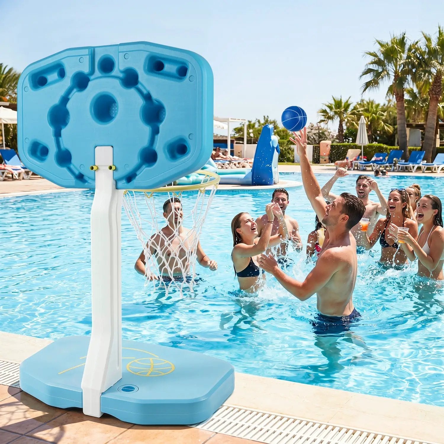 Pool Basketball Hoop and Volleyball Net 2-in-1 Combo Set by DirectDeals