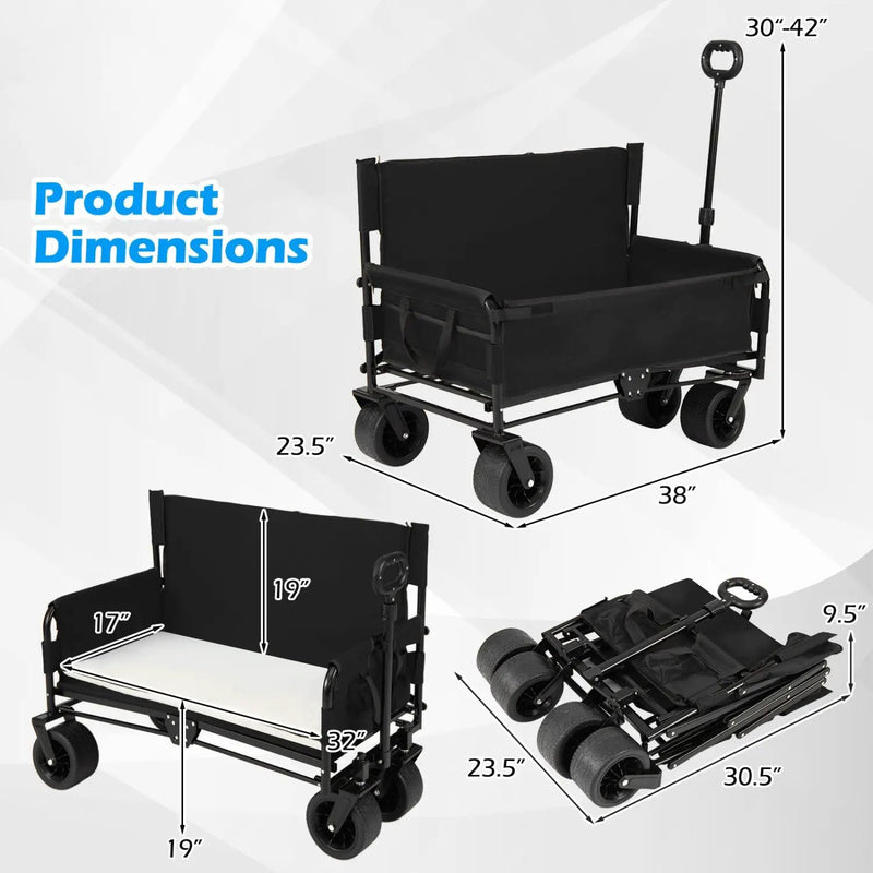 2-in-1 Wagon Bench Seat Combo Collapsible Beach Cart by DirectDeals