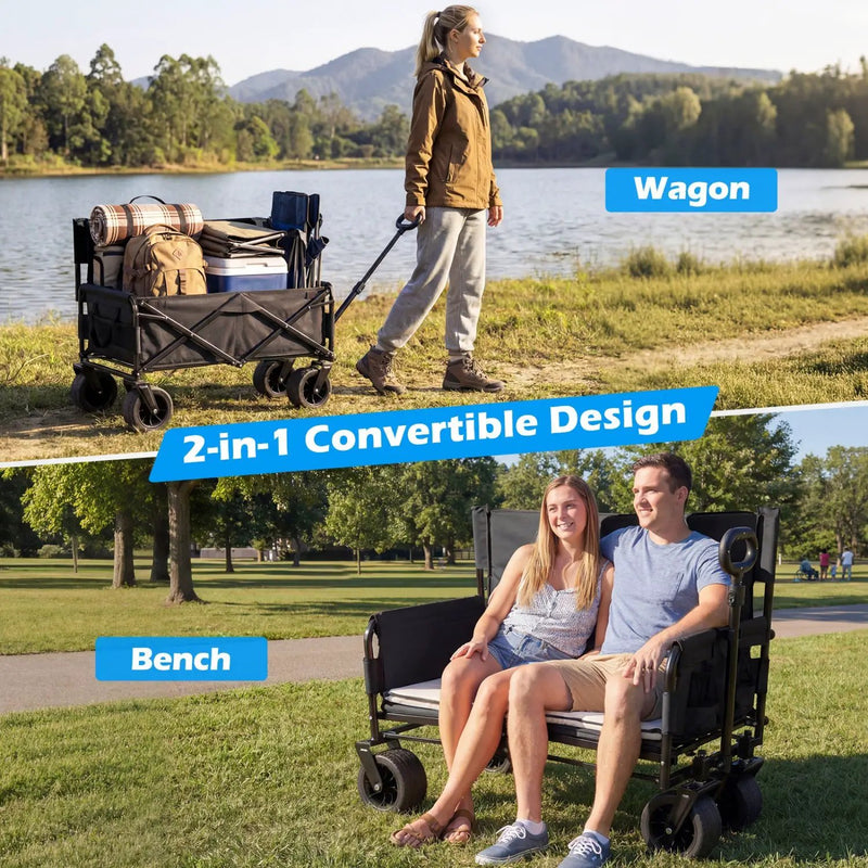 2-in-1 Wagon Bench Seat Combo Collapsible Beach Cart by DirectDeals