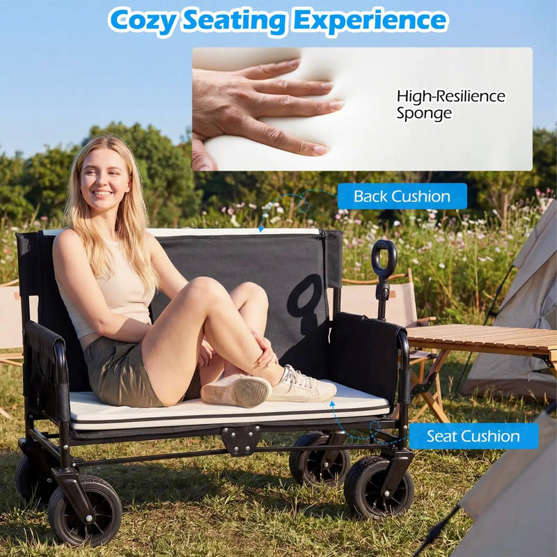 2-in-1 Wagon Bench Seat Combo Collapsible Beach Cart by DirectDeals