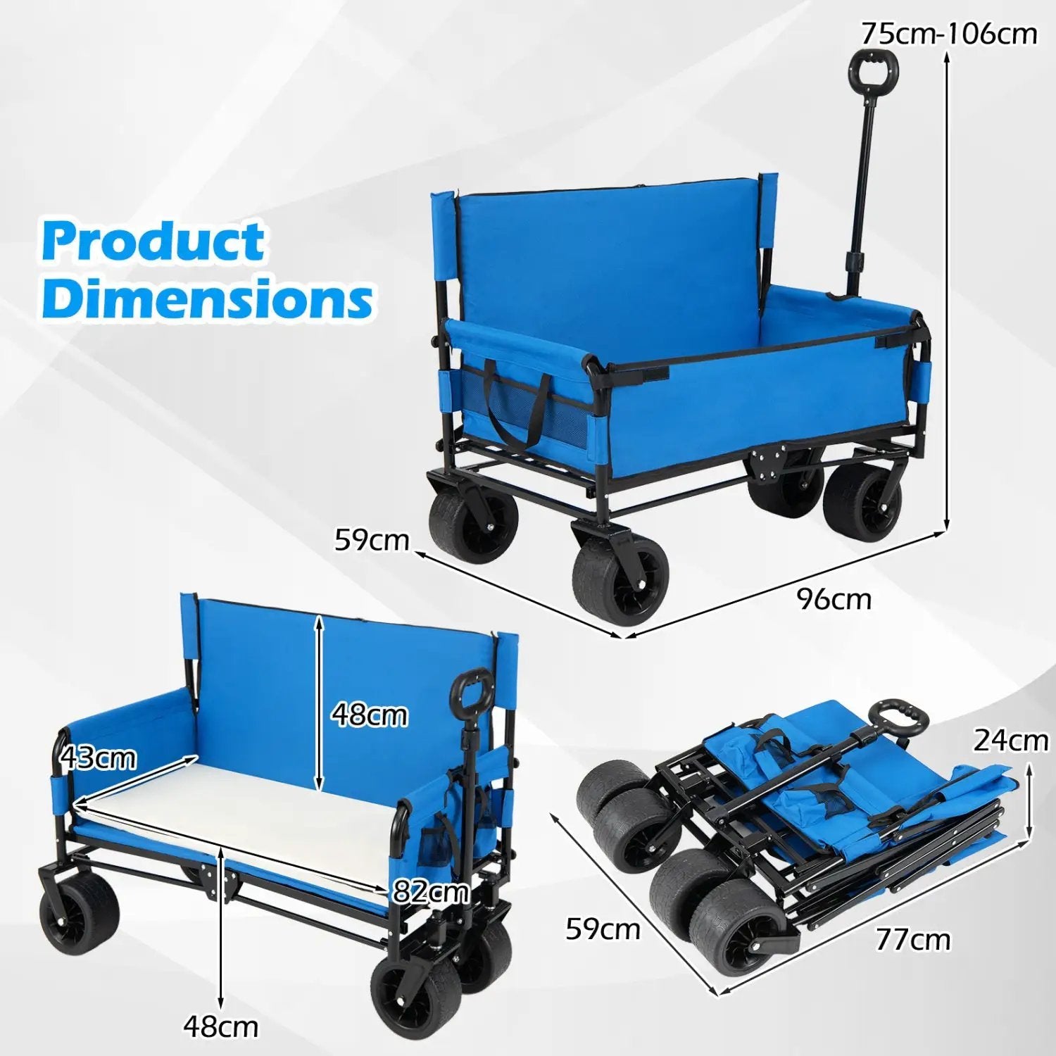 2-in-1 Collapsible Wagon Bench Seat with Adjustable Handle by DirectDeals