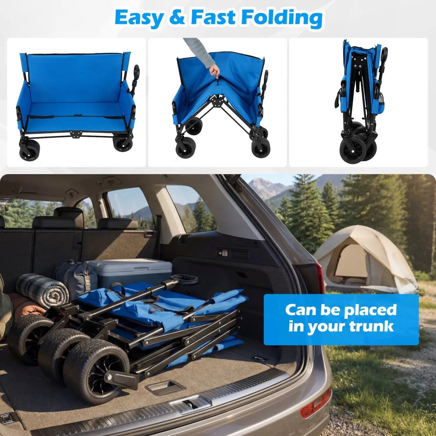2-in-1 Collapsible Wagon Bench Seat with Adjustable Handle by DirectDeals
