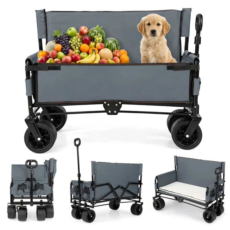 2-in-1 Collapsible Wagon Bench Seat with Adjustable Handle by DirectDeals