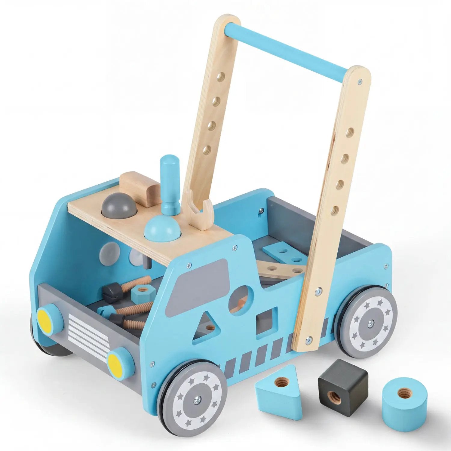 2-in-1 Wooden Baby Walker with Adjustable Speed and Storage by DirectDeals