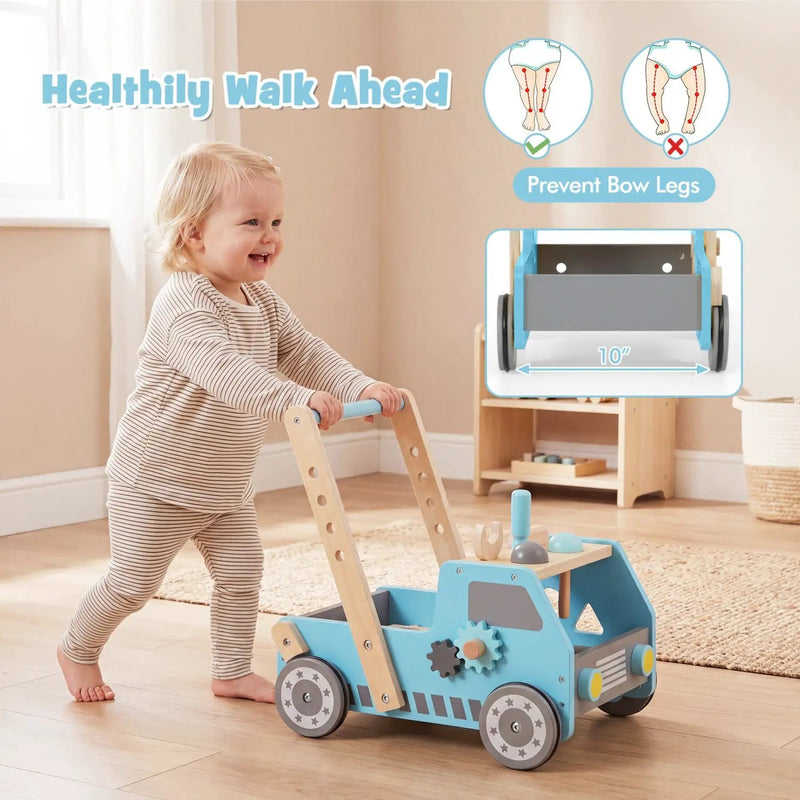 2-in-1 Wooden Baby Walker with Adjustable Speed and Storage by DirectDeals