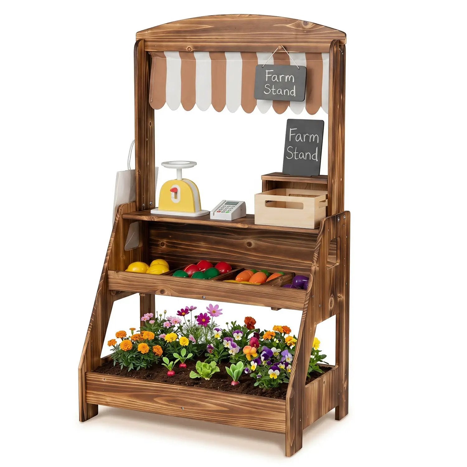 2-in-1 Wooden Mud Kitchen & Market Stand with Planter Box by DirectDeals