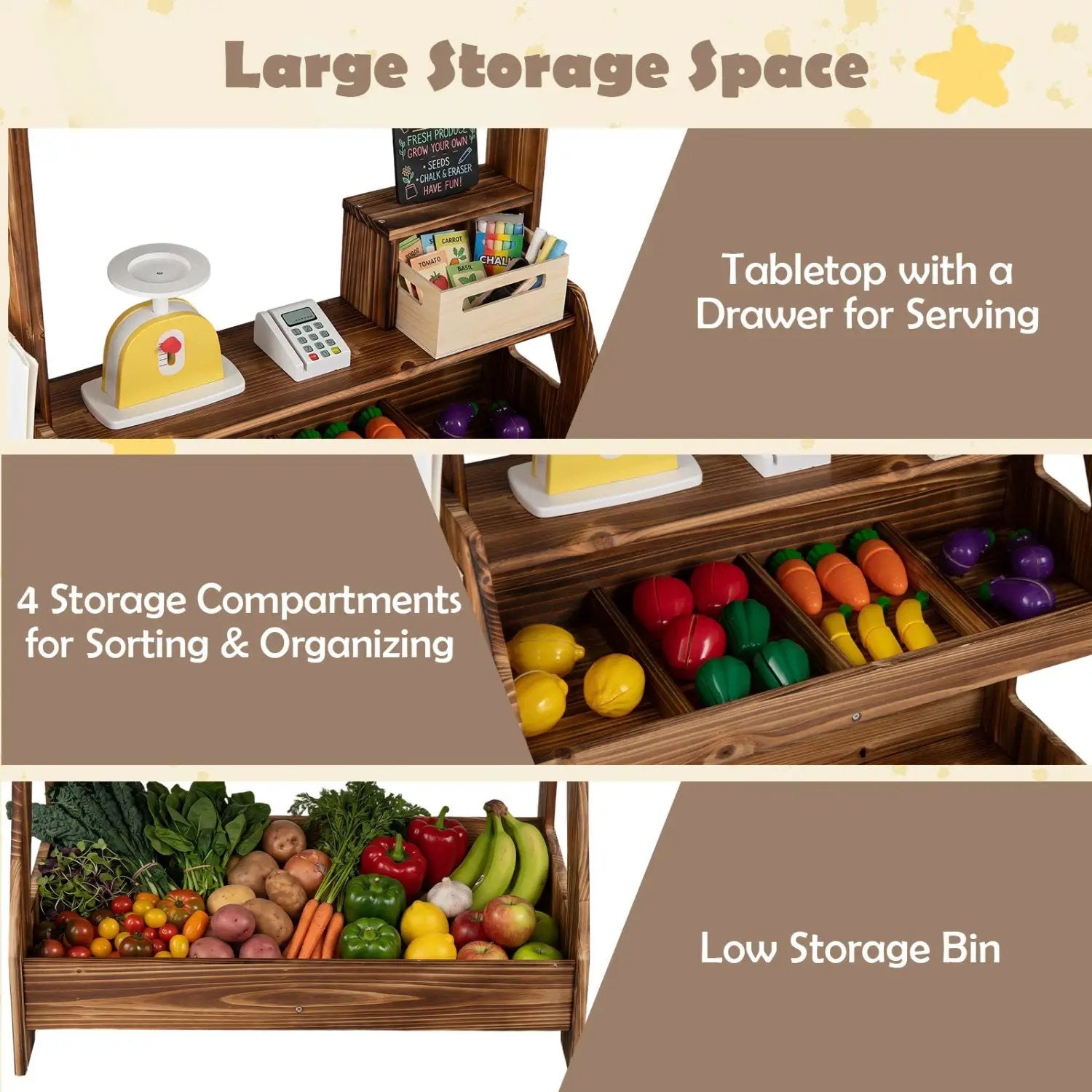 2-in-1 Wooden Mud Kitchen & Market Stand with Planter Box by DirectDeals