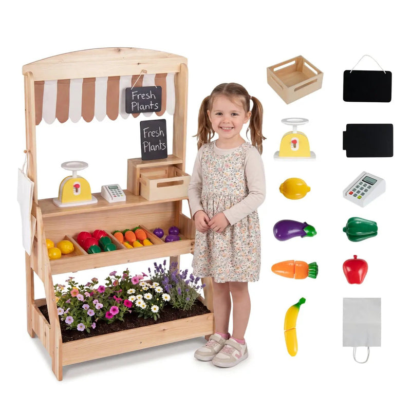 2-in-1 Wooden Mud Kitchen & Market Stand with Planter Box by DirectDeals